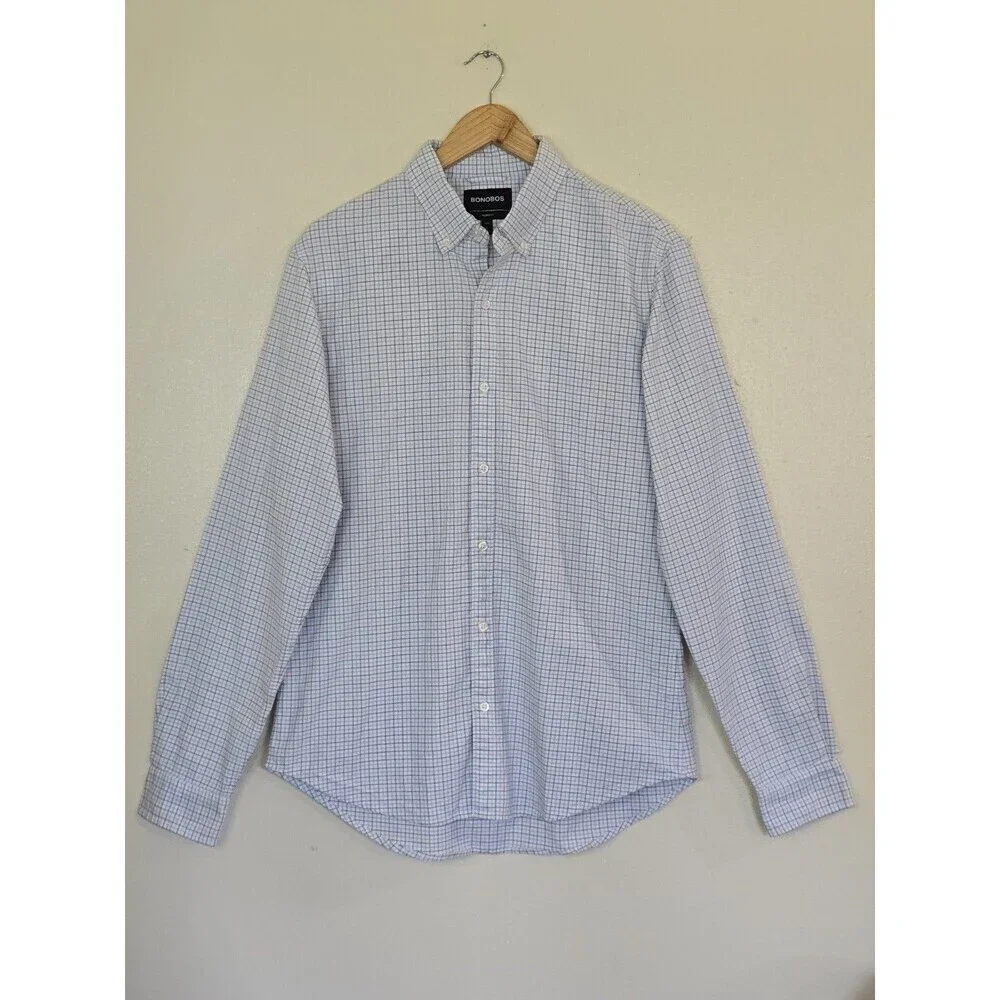 Bonobos Tailored Fit Shirt Mens Size Large Long Heavyweight Cotton Plaid Print - Picture 2 of 12